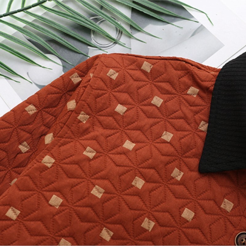 Ženska jakna velikih veličina Jesenska ležerna odjeća Modna geometrijska pletiva Prošivena gornja odjeća Zakrivljeni kaputi K72 1151