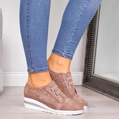 Suure suurusega võrkpinnaga naiste kingad 2023. aasta sügis ja talv New Wedge madala ülaosaga üksikud vabaajakingad