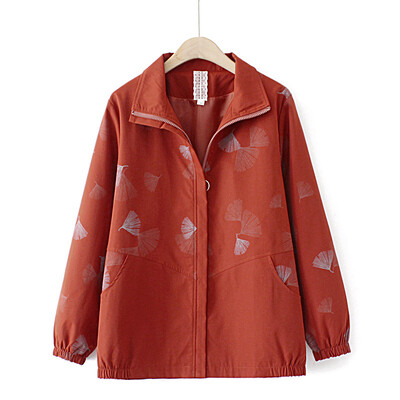 7xl jakna veće veličine Ženska odjeća Ležerna kaput s printom dugih rukava Srednja i starija dob Gornja odjeća s patentnim zatvaračem Jesen 2022.