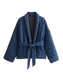 Suures suuruses naiste riided teksajakk Lazy denimkardigan vööga vöökohal Uued mitteelastsed kevad- ja sügisjoped