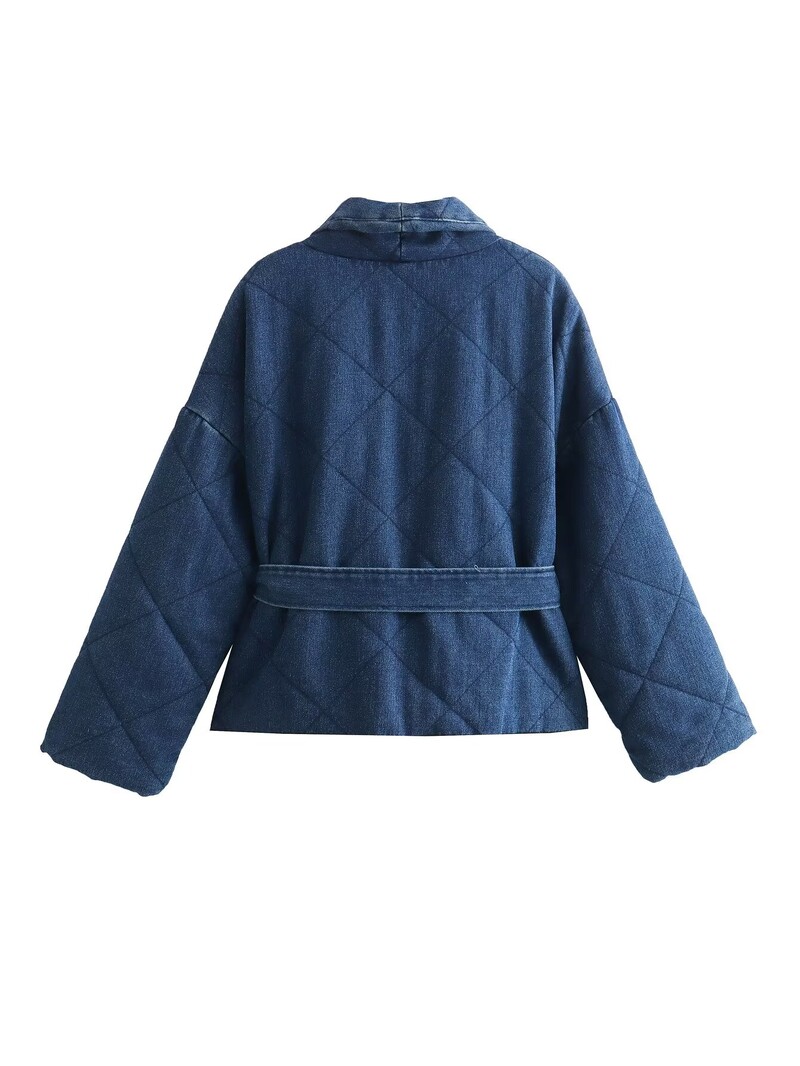 Suures suuruses naiste riided teksajakk Lazy denimkardigan vööga vöökohal Uued mitteelastsed kevad- ja sügisjoped