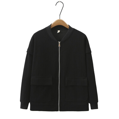 Ženska jakna s patentnim zatvaračem velike veličine Jesenska ležerna odjeća Modna jednobojna uniforma za bejzbol s velikim džepom Odjevni kaput J8 8866