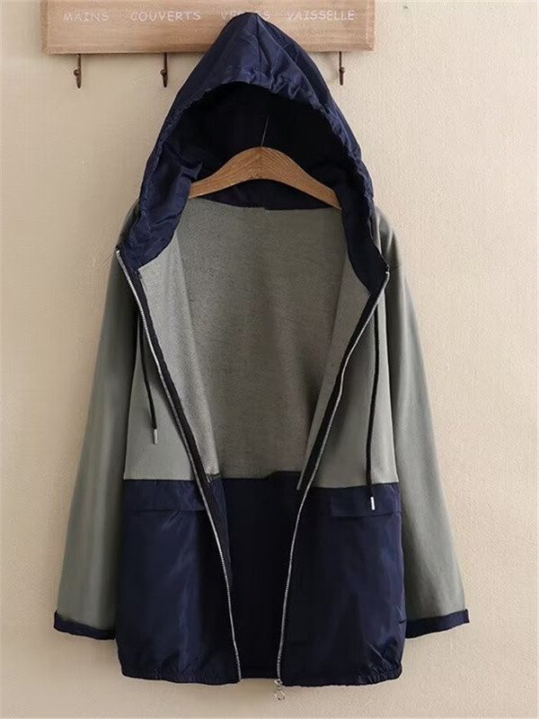 Suures suuruses naiste pikkade varrukatega kapuutsiga jakk, värviline puuvillane froteekangast vabaaja jope, lukuga mudelid kevad- ja sügistopid