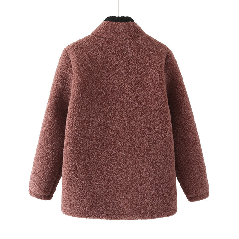 2022 Зимно дамско палто с големи размери Ежедневно модно яке с надпис с букви Стойка яка Кадифе Топло яке от поларен флис Извити дрехи