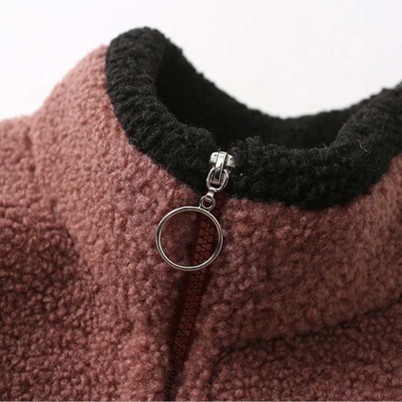 2022 Зимно дамско палто с големи размери Ежедневно модно яке с надпис с букви Стойка яка Кадифе Топло яке от поларен флис Извити дрехи