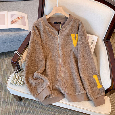 150 kg veće veličine Žensko grudi 160 Jesen Zima Opuštena imitacija janjeće dlake Zrnasti pliš Ležerni plišani kaput 6XL 7XL 8XL 9XL 10XL