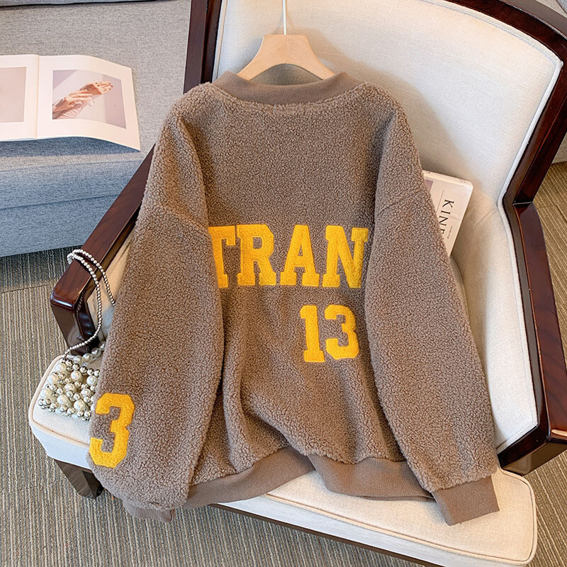 150 kg veće veličine Žensko grudi 160 Jesen Zima Opuštena imitacija janjeće dlake Zrnasti pliš Ležerni plišani kaput 6XL 7XL 8XL 9XL 10XL