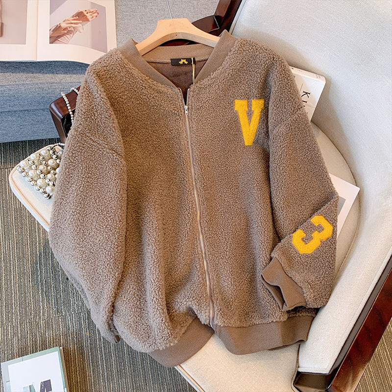 150 kg veće veličine Žensko grudi 160 Jesen Zima Opuštena imitacija janjeće dlake Zrnasti pliš Ležerni plišani kaput 6XL 7XL 8XL 9XL 10XL