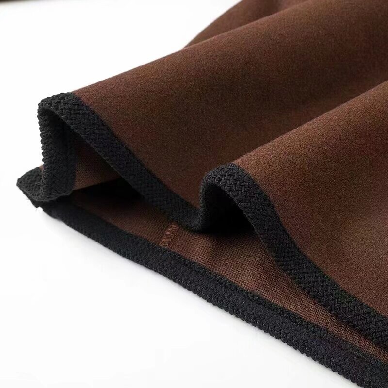 Suures suuruses naisterõivad reväär, pikkade varrukatega villane mantel Moodne tänavastiilis avar lühike jope musta stroke disainiga topsidega