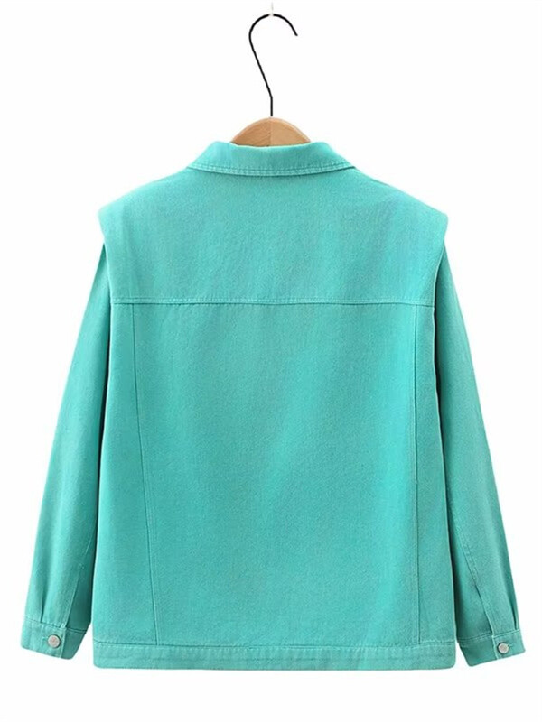 Ženska odjeća velikih veličina Proljetni i jesenski kratki kaput Elegantna jakna od punog platna s reverima, višestrukim gumbima i džepovima