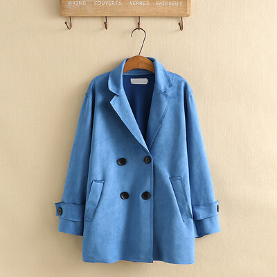 Ρούχα μεγάλου μεγέθους για την άνοιξη και το φθινόπωρο Φορέστε μεσαίου μήκους καμπαρντίνα διπλό στήθος μονόχρωμο μεγάλο μέγεθος μεγάλου μεγέθους, χαλαρό τζακάκι