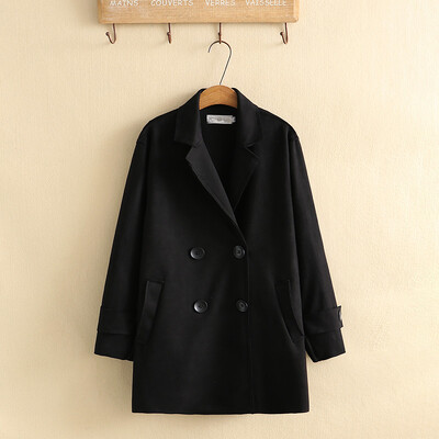 Ρούχα μεγάλου μεγέθους για την άνοιξη και το φθινόπωρο Φορέστε μεσαίου μήκους καμπαρντίνα διπλό στήθος μονόχρωμο μεγάλο μέγεθος μεγάλου μεγέθους, χαλαρό τζακάκι