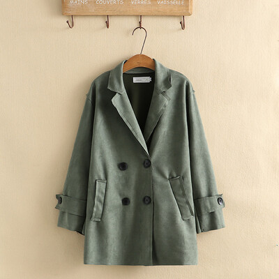 Ρούχα μεγάλου μεγέθους για την άνοιξη και το φθινόπωρο Φορέστε μεσαίου μήκους καμπαρντίνα διπλό στήθος μονόχρωμο μεγάλο μέγεθος μεγάλου μεγέθους, χαλαρό τζακάκι