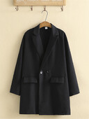 Ρούχα σε μεγάλο μέγεθος για Άνοιξη και Φθινοπωρινό τζάκετ με γιακά Διπλό στήθος μονόχρωμο Μεγάλο παλτό μεσαίου μήκους καμπαρντίνα