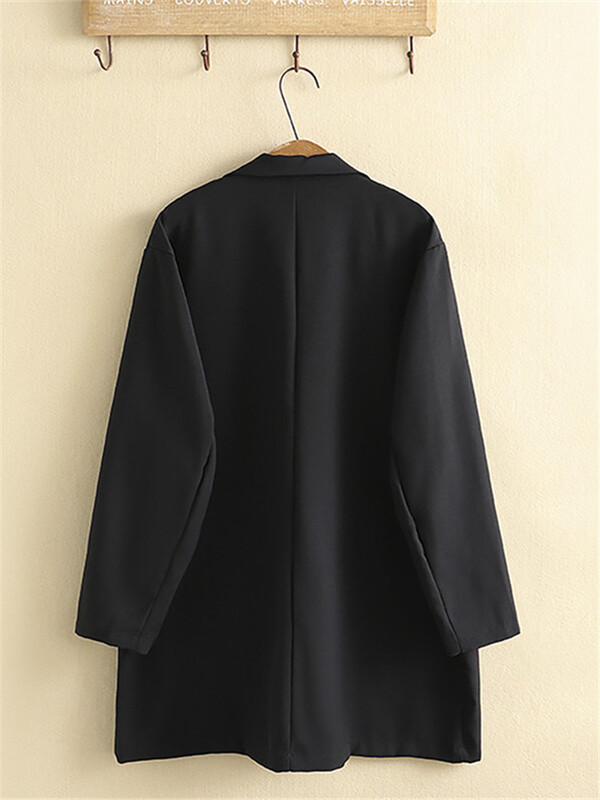 Ρούχα σε μεγάλο μέγεθος για Άνοιξη και Φθινοπωρινό τζάκετ με γιακά Διπλό στήθος μονόχρωμο Μεγάλο παλτό μεσαίου μήκους καμπαρντίνα