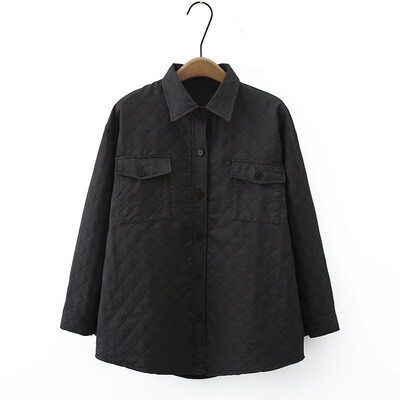 Ženska prošivena jakna velikih veličina Jesenska ležerna odjeća Modna Argyle košulja Outwear Curve Tanki kaputi F53 2315