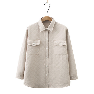 Ženska prošivena jakna velikih veličina Jesenska ležerna odjeća Modna Argyle košulja Outwear Curve Tanki kaputi F53 2315