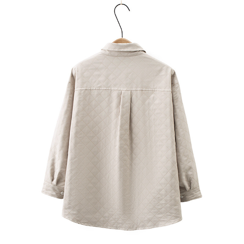 Ženska prošivena jakna velikih veličina Jesenska ležerna odjeća Modna Argyle košulja Outwear Curve Tanki kaputi F53 2315