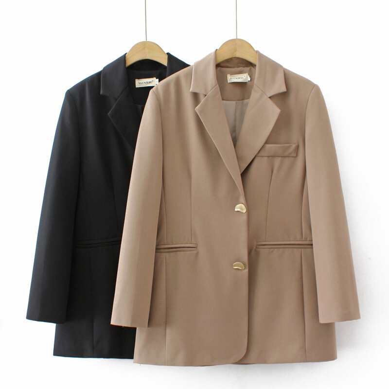 4XL sako veće veličine Ženski sako s proljetnim temperamentom 2023., jednoredno kopčanje, gornja odjeća s dva džepa, prevelika odjeća s oblinama