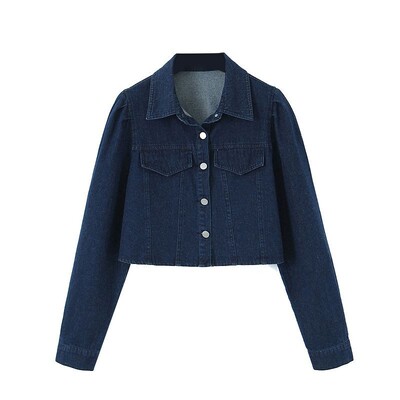 Kvalitetna traper kratka jakna velikih veličina Ženska proljeće ljeto 2023. Chic Gornja odjeća s puf rukavima Prevelika odjeća za obline