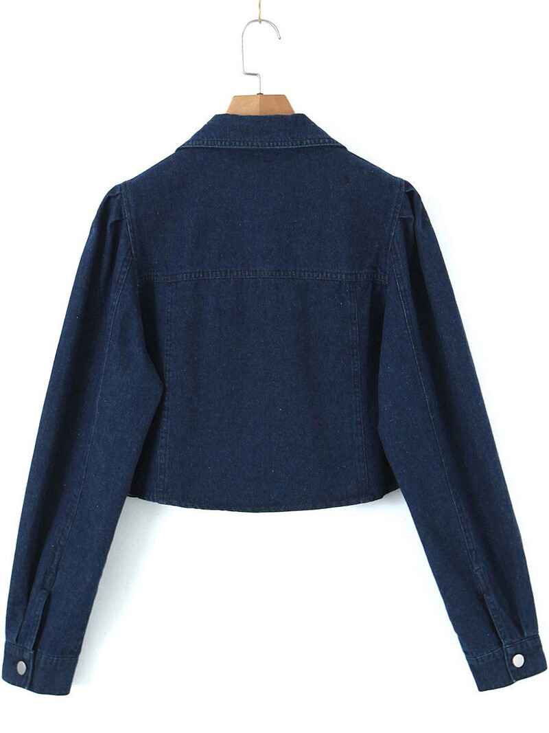 Kvalitetna traper kratka jakna velikih veličina Ženska proljeće ljeto 2023. Chic Gornja odjeća s puf rukavima Prevelika odjeća za obline