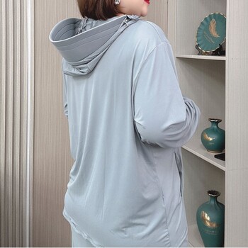 Summer Plus Size Hooded Sun Protection Jacket 2024 New Loose Thin Ice Silk Άνετο παλτό UV εξωτερικού χώρου