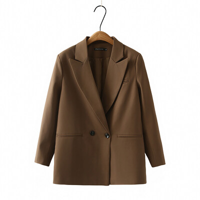 2024 Jachetă pentru costum de cafea, de primăvară și toamnă, pentru femei, mărime, temperament, largi, ocazional