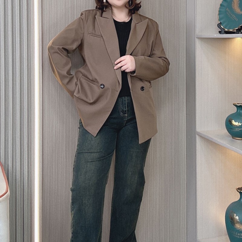 2024 Jachetă pentru costum de cafea, de primăvară și toamnă, pentru femei, mărime, temperament, largi, ocazional