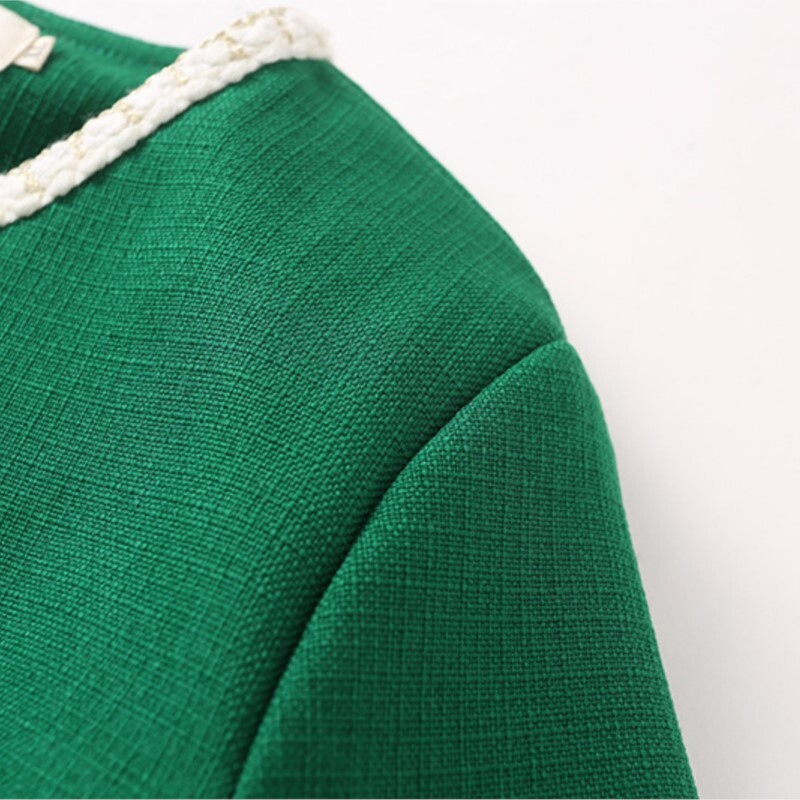 Jesen 2022. Kaput veće veličine Ženska odjeća Chic Jakna s jednorednim kopčanjem s O-izrezom Modna lanena gornja odjeća dugih rukava od zlatnog konca