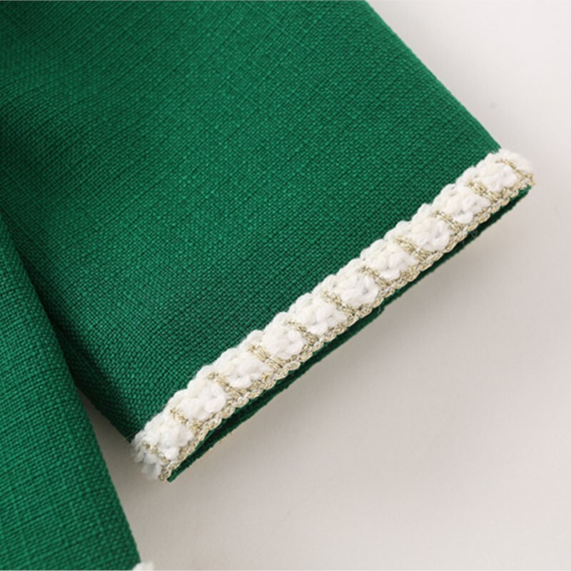 Jesen 2022. Kaput veće veličine Ženska odjeća Chic Jakna s jednorednim kopčanjem s O-izrezom Modna lanena gornja odjeća dugih rukava od zlatnog konca