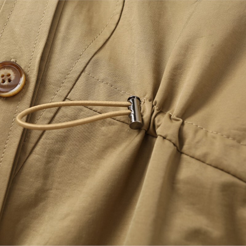 Jesen 2022. Trenč kaput veće veličine Ženska odjeća LASOBNA Vjetrovka s kožnim ovratnikom kontrastne boje Ležerna duga odjeća