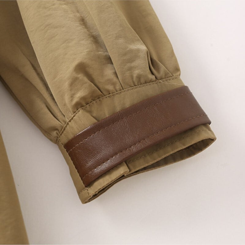 Jesen 2022. Trenč kaput veće veličine Ženska odjeća LASOBNA Vjetrovka s kožnim ovratnikom kontrastne boje Ležerna duga odjeća