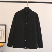 2023, toamnă iarnă, 100 kg, modă, simplă, culoare solidă, largi, jachetă cu buzunar mare, pentru femei, ocazional, din bumbac.