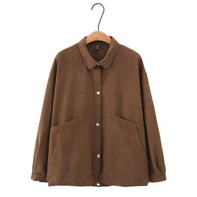 2023, toamnă iarnă, 100 kg, modă, simplă, culoare solidă, largi, jachetă cu buzunar mare, pentru femei, ocazional, din bumbac.