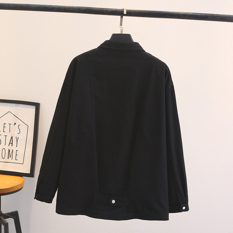 2023, toamnă iarnă, 100 kg, modă, simplă, culoare solidă, largi, jachetă cu buzunar mare, pentru femei, ocazional, din bumbac.