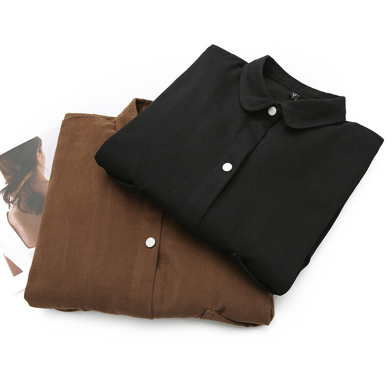 2023, toamnă iarnă, 100 kg, modă, simplă, culoare solidă, largi, jachetă cu buzunar mare, pentru femei, ocazional, din bumbac.