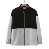 Ženska jakna velikih veličina s patentnim zatvaračem Jesenska ležerna odjeća Modna pletena gornja odjeća kontrastne boje sa samostojećim ovratnikom Široki BF kaputi F71 3081