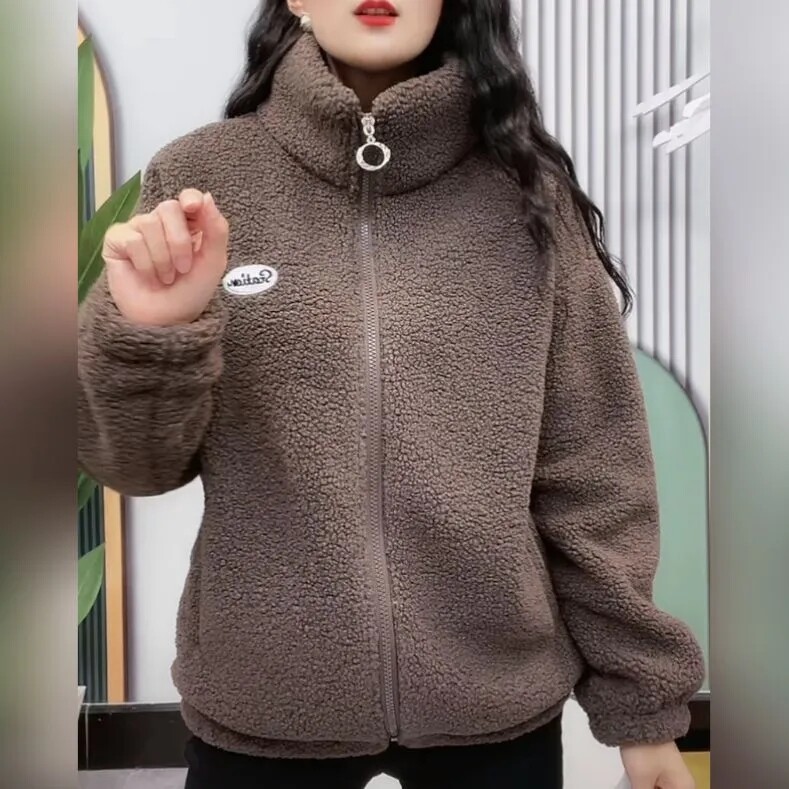 Hip hop jesen zima flis pahuljasta jakna Streetwear Harajuku Fuzzy Kaput s patentnim zatvaračem Ženska lagana jakna Plišana topla jakna Kaput