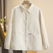 Есенни дрехи за 2023 г. Дамско ватирано яке Плюс размер Свободно семпло жакардово палто Argyle Ежедневно горно облекло Curve