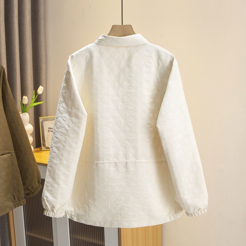 Есенни дрехи за 2023 г. Дамско ватирано яке Плюс размер Свободно семпло жакардово палто Argyle Ежедневно горно облекло Curve