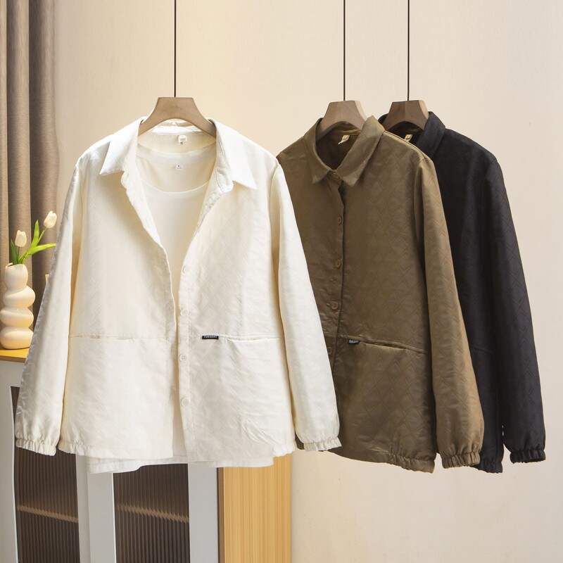 Есенни дрехи за 2023 г. Дамско ватирано яке Плюс размер Свободно семпло жакардово палто Argyle Ежедневно горно облекло Curve