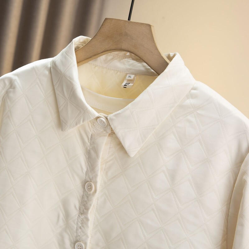 Есенни дрехи за 2023 г. Дамско ватирано яке Плюс размер Свободно семпло жакардово палто Argyle Ежедневно горно облекло Curve