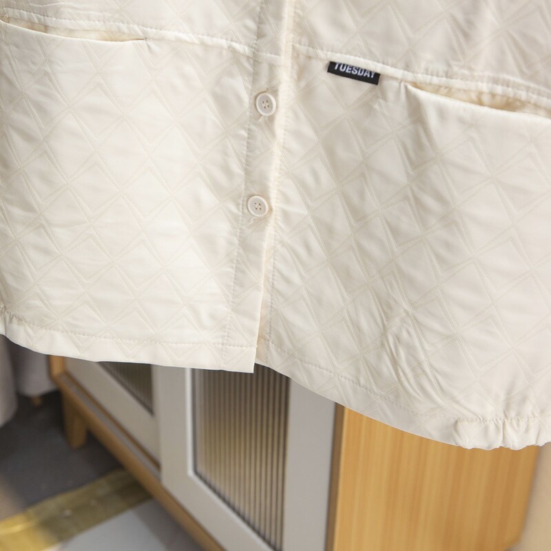 Есенни дрехи за 2023 г. Дамско ватирано яке Плюс размер Свободно семпло жакардово палто Argyle Ежедневно горно облекло Curve