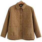 Jesenska odjeća 2023. Ženska prošivena jakna Velike veličine Široki kaputi Ležerni spoj na rever Geometrijski uzorak Gornja odjeća Krivulja