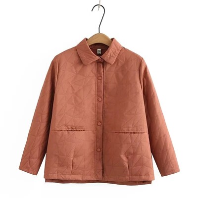 Jesenska odjeća 2023. Ženska prošivena jakna Velike veličine Široki kaputi Ležerni spoj na rever Geometrijski uzorak Gornja odjeća Krivulja