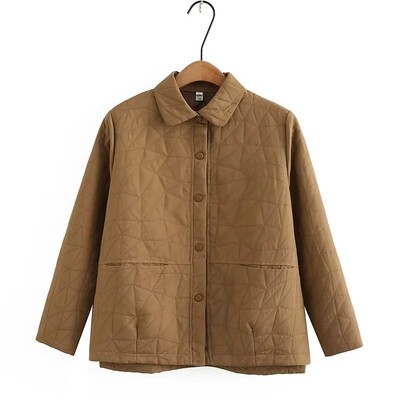 Jesenska odjeća 2023. Ženska prošivena jakna Velike veličine Široki kaputi Ležerni spoj na rever Geometrijski uzorak Gornja odjeća Krivulja