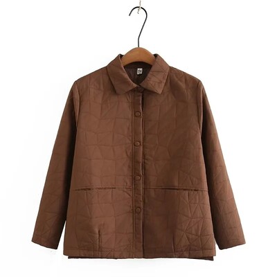 Jesenska odjeća 2023. Ženska prošivena jakna Velike veličine Široki kaputi Ležerni spoj na rever Geometrijski uzorak Gornja odjeća Krivulja