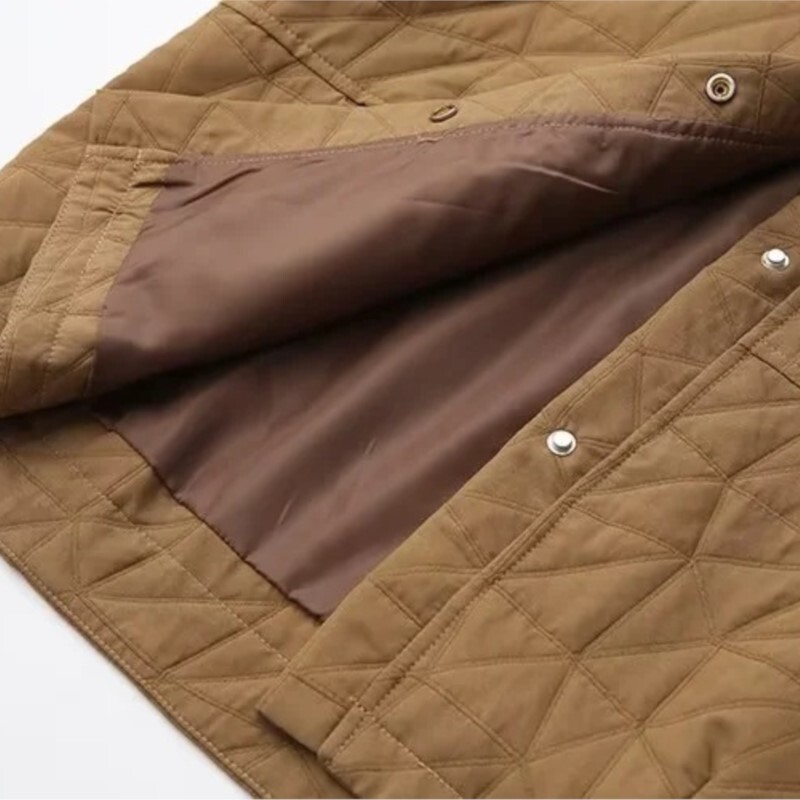 Jesenska odjeća 2023. Ženska prošivena jakna Velike veličine Široki kaputi Ležerni spoj na rever Geometrijski uzorak Gornja odjeća Krivulja