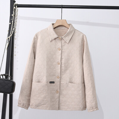 Jesenska ženska odjeća 2023. Jakna velikih veličina Ležeran tanki rever Jacquard Label Curve Kaput S54 2332