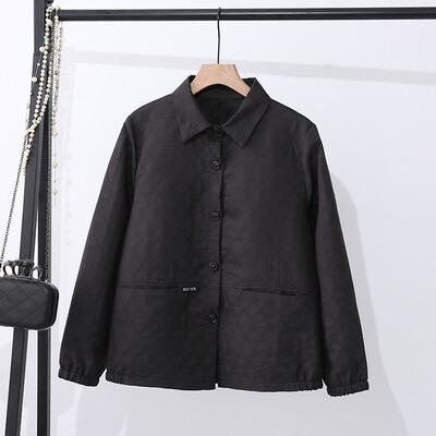 Jesenska ženska odjeća 2023. Jakna velikih veličina Ležeran tanki rever Jacquard Label Curve Kaput S54 2332